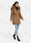 Wholesale Women's Casual Plain Zipper Drawstring Pockets Fluff Hooded Parka - Liuhuamall