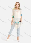 Wholesale Women's Crochet Floral Fringe Trim V-Neck Drop Shoulder Cover Up - Liuhuamall