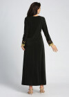 Wholesale Women's Elegant Rhinestone Embroidery Splicing Long Sleeve Abaya Round Neck Maxi Dress - Liuhuamall