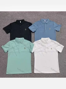 Wholesale Men's Casual Striped Letter Print Short Sleeve Polo Shirt, LIUHUA CLOTHING WHOLESALE