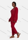 Wholesale Women's Vintage Lounge Long Sleeve Button Front Plain Rhinestone Butterfly Tops & Pants Pajamas Sets - Liuhuamall