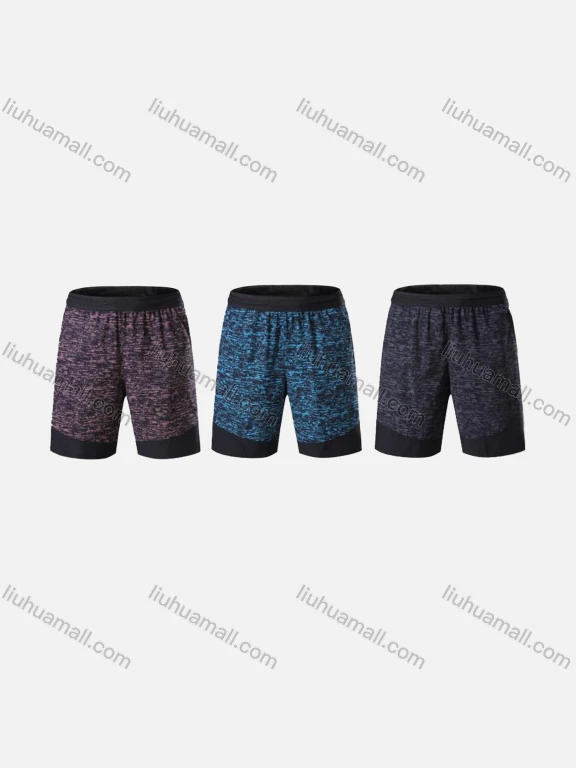 Wholesale Men's Sporty Breathable High Stretch Quick Dry Patchwork Elastic Waist Drawstring Sport Shorts 11012#