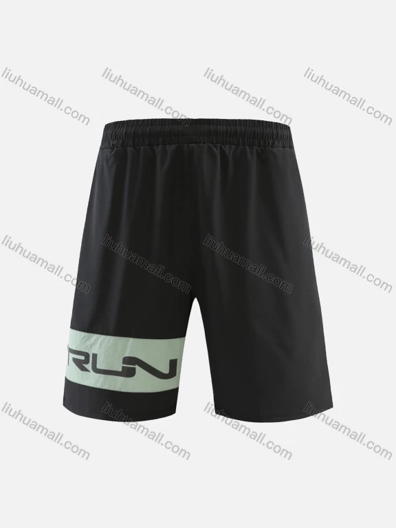 Wholesale Men's Sporty Breathable High Stretch Quick Dry Elastic Waist Letter Drawstring Sport Shorts 11026#