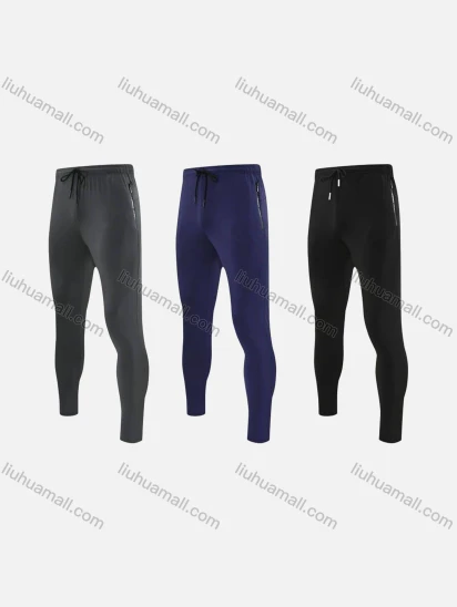 Wholesale Men's Sporty Breathable Elastic Waist Drawstring Slim Fit Sport Skinny Pants 2198-1#