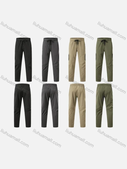 Wholesale Men's Sporty Quick Dry Breathable Elastic Waist Drawstring Ankle Length Pants 25517#