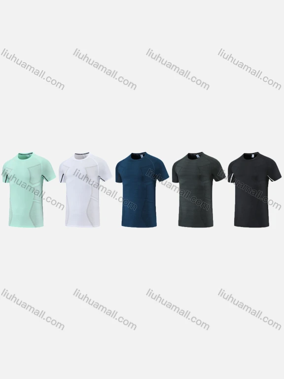 Wholesale Men's Sporty Round Neck Short Sleeve Quick Dry High Stretch Sport T-shirt 2804#