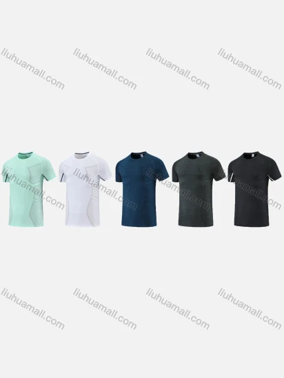 Wholesale Men's Sporty Round Neck Short Sleeve Quick Dry High Stretch Sport T-shirt 2804#