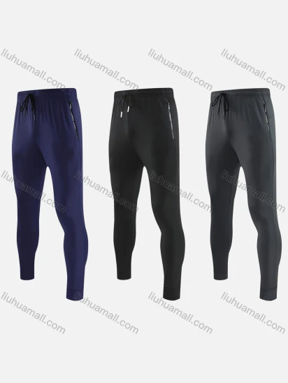 Wholesale Men's Sporty Breathable Elastic Waist Drawstring Slim Fit Sport Skinny Pants 818-1#
