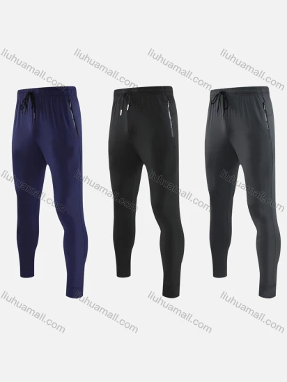 Wholesale Men's Sporty Breathable Elastic Waist Drawstring Slim Fit Sport Skinny Pants 818-2#