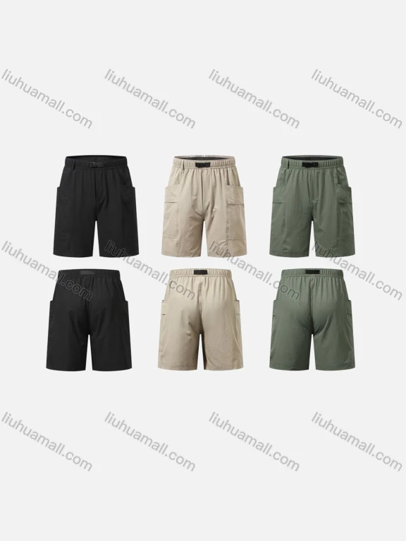 Wholesale Men's Plain Elastic Waist Casual Cargo Shorts MK25516#