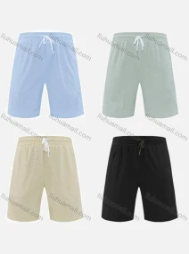 Wholesale Men's Casual Plain Vacation Beach Drawstring Shorts MK24508#, LIUHUA CLOTHING WHOLESALE