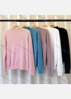 Wholesale Women's Casual Mock Neck Long Sleeve Fuzzy Plain Knit Sweater - Liuhuamall