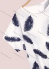 Wholesale Women's Casual Short Sleeve Feather Print Round Neck Tee - Liuhuamall