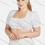 Wholesale Women's 100%Cotton Plain Square Neck Short Sleeve Cotton Crop Blouse preview