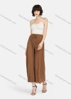 Wholesale Women's Casual Plain Drawstring High Waist Pleated Wide Leg Pants - Liuhuamall