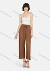 Wholesale Women's Casual Plain Drawstring High Waist Pleated Wide Leg Pants - Liuhuamall