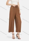 Wholesale Women's Casual Plain Drawstring High Waist Pleated Wide Leg Pants - Liuhuamall