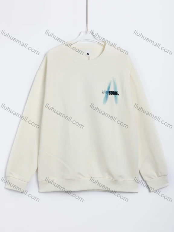 Wholesale Men's Casual Letter Print Long Sleeve Loose Fit Pullover Sweatshirt #58021