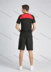 Wholesale Men's Sporty Contrast Color Round Neck Short Sleeve Slim Fit Stretch Workout Tee - Liuhuamall