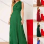 Wholesale Women's Plain One Shoulder High Waist Ruched Pleated Floor Length Cocktail Dress preview