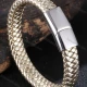 Wholesale Genuine Leather Stainless Steel Magnetic Buckle Bracelet SP0449B# Gold Clothing Wholesale Market Liuhua