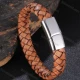 Wholesale Genuine Leather Stainless Steel Magnetic Buckle Bracelet SP0449B# Chocolate Clothing Wholesale Market Liuhua