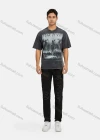 Wholesale Men's Hip Hop Round Neck Loose Fit Short Sleeve Graphic Letter T-shirt 77112# - Liuhuamall
