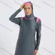 Wholesale Women's Modest Muslim Full Coverage Contrast Burkini Swimsuit With Hijab 2 Piece Set Gray Wholesale Clothing Market & Suppliers -LIUHUAMALL