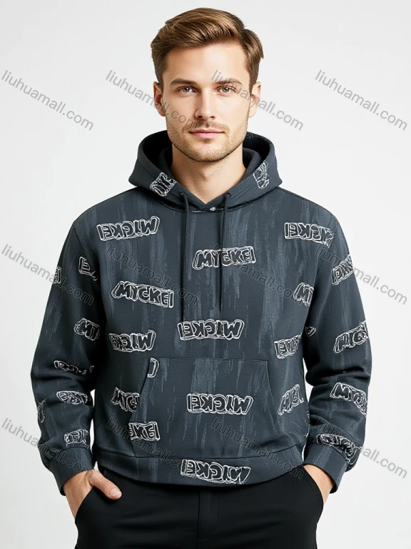 Wholesale Light Grey Long Sleeve Hoodie w/ 'EVLV DNM CO' Front Text & 'EXACTLY OPPOSITE' Graphic. Minimalist UrbanTech