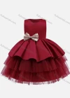 Wholesale Girls Lovely Sleeveless Lace Bow Knot Tiered Dress - Liuhuamall