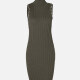 Women's Elegant Turtleneck Sleeveless Rib-Knit Pencil Cocktail Dress A723 Clothing Wholesale Market -LIUHUA