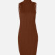 Women's Elegant Turtleneck Sleeveless Rib-Knit Pencil Cocktail Dress A727 Clothing Wholesale Market -LIUHUA