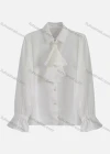 Wholesale Women's Elegant Jabot Collar Poet Sleeve Button Down Plain Ruched Shirts 561280# - Liuhuamall