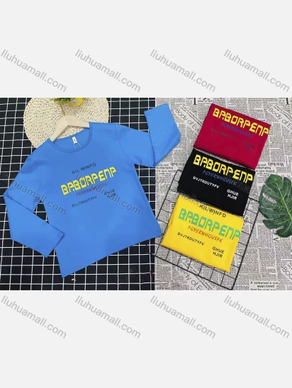 Wholesale Boy's Comfy Crew Neck Long Sleeve Letter Print T-Shirt