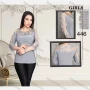 Wholesale Women's Plus Size Elegant Sheer Embroidery Plain 3/4 Sleeve Blouse FA446# preview