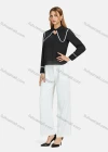 Wholesale Women's Peter Pan Collar Shirt Sleeve Button Semi-Sheer Plain Blouse - Liuhuamall