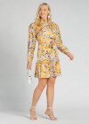 Wholesale Women's Mock Neck Floral Print Belted Knee Length Dress - Liuhuamall