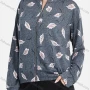 Wholesale Women's Casual Long Sleeve Stand Collar Leaf Print Zipper Jacket preview