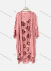 Wholesale Women's Casual Crew Neck Floral Print Dress & Long Sleeve Plain Cardigan 2-Piece Set 045# - Liuhuamall