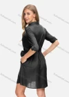 Wholesale Women's Casual Button Front Patch Pocket Shirt Dress With Belt - Liuhuamall
