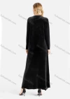 Wholesale Women's Casual Embroidered Round Neck Velvet Long Sleeve Maxi Dress - Liuhuamall