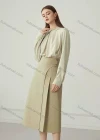 Wholesale Women's Elegant Long Sleeve Crew Neck Ruched Plain Blouse - Liuhuamall