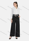 Wholesale Women's Casual Plain High Waist Wide Leg Pants With Belt - Liuhuamall