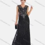 Wholesale Women's V Neck Sleeveless Lace Rhinestone Embroidery Maxi Evening Dress preview