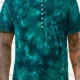 Wholesale Men's 100%Cotton Round Neck Tie Dye Short Sleeve Button Front Henry Shirt D3BT49# Green Clothing Wholesale Market Liuhua