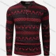 Wholesale Men's Casual Allover Print Round Neck Long Sleeve Button Front Henry Shirt D8CT09# Red Clothing Wholesale Market Liuhua