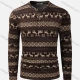 Wholesale Men's Casual Allover Print Round Neck Long Sleeve Button Front Henry Shirt D8CT09# Brown Clothing Wholesale Market Liuhua