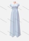 Wholesale Women's Casual Plain Shirred Off Shoulder Ruffle Hem Maxi Dress - Liuhuamall
