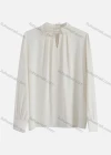 Wholesale Women's Elegant Keyhole Neck Bishop Sleeve Pearl Decor Ruched Plain Blouse 982674# - Liuhuamall