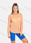 Wholesale Women's Sporty Plain Semi-sheer Extra Long Sleeve Curved Hem Tee 3045# - Liuhuamall